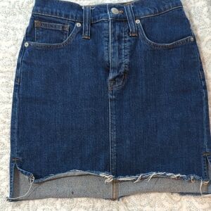 Madewell Blue Pencil Mini Skirt with Cut Out